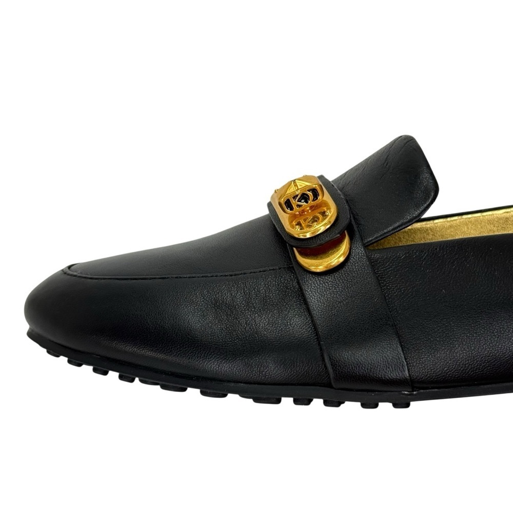 Donna Karan Thompson Black Leather Turnbuckle Womens Loafers Size 6M - Picture 8 of 13